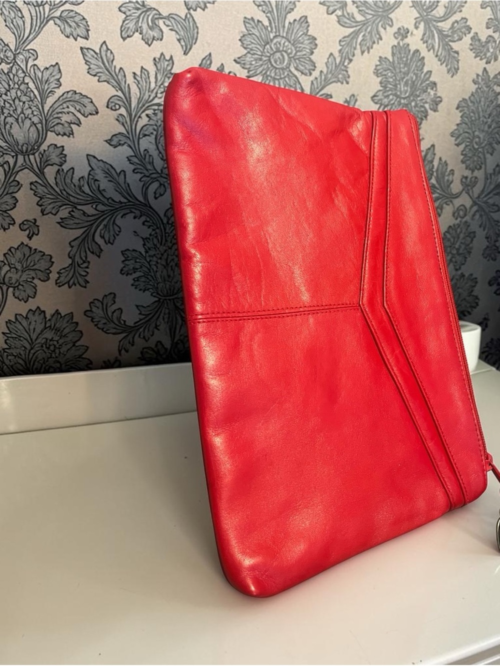 Etra Vintage Classic Red Leather Clutch Excellent Condition